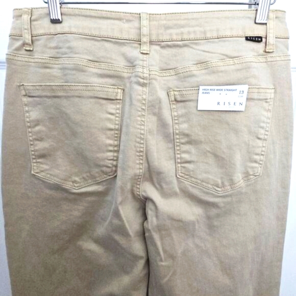 NWT Risen Jeans Women's 13 High Rise Wide Straight Leg Tan Khaki Streetwear - Picture 7 of 11